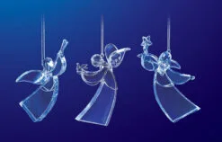Set Of 6 Clear Icy Crystal Decorative Christmas Angel Ornaments 4.5"