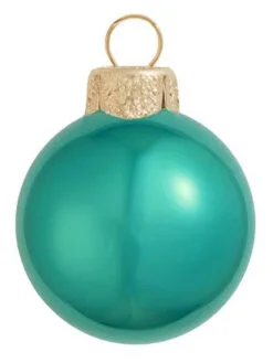 40ct Turquoise Green Glass Shiny Finish Christmas Ball Ornaments 1.5" (35mm)